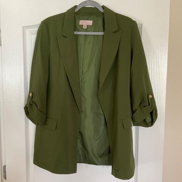 NWOT, Philosophy Republic Clothing Open Front Deep Green Blazer, Size Medium - Picture 5 of 10
